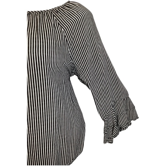 Fred David Black and White Striped Blouse, Plus Size 2X - Picture 4 of 7